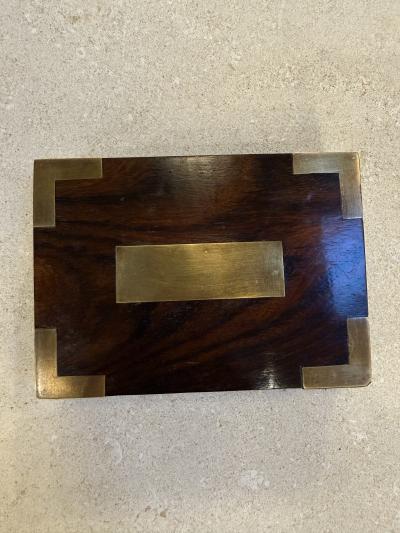 Mid Century Wood Box with Brass Inlays 1960s