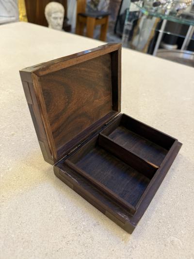 Mid Century Wood Box with Brass Inlays 1960s