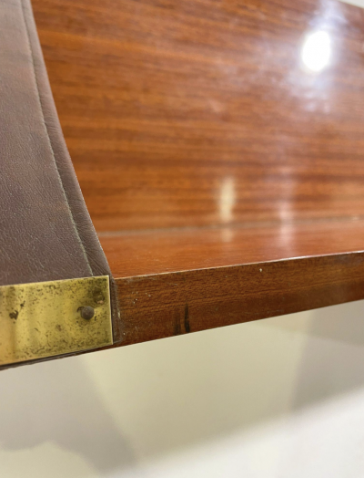 Mid Century Wood Leather and Brass Shelve Italy 1960s 2 available