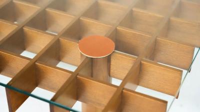 Mid Century Wood and Glass Coffee Table in the style of Gianfranco Frattini
