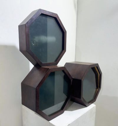 Mid Century Wooden Wall light Ceiling Light Italy 1960s