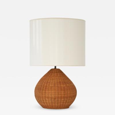 Mid Century Woven Rattan Table Lamp