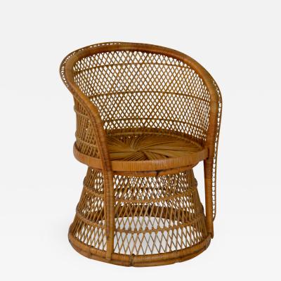 Mid Century Woven Rattan Tub Chair