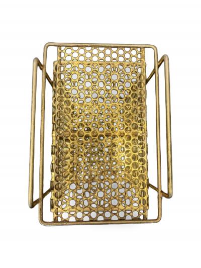 Mid Century brass mesh magazine rack telephone table