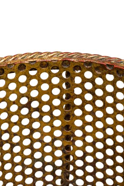 Mid Century gilt metal rope trim round waste paper basket with perforated frame