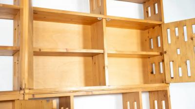 Mid Century modern Pine Bookcase Italy 1970s