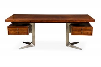 Mid Century rosewood Executive Desk with Stainless Steel Legs