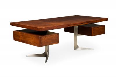 Mid Century rosewood Executive Desk with Stainless Steel Legs