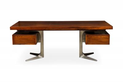 Mid Century rosewood Executive Desk with Stainless Steel Legs