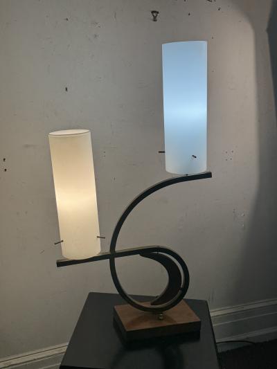 Mid Century satin glass Lamps