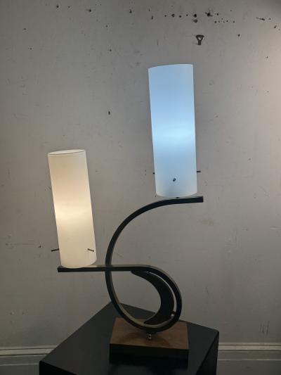 Mid Century satin glass Lamps