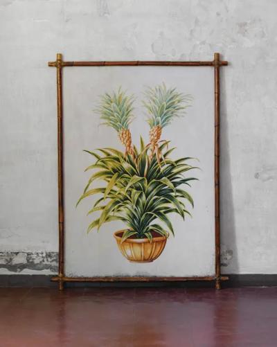 Mid Century tapestry with rush structure