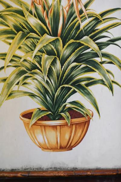 Mid Century tapestry with rush structure