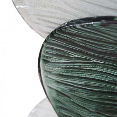 Mid Modern Style Green And White Murano Glass and Brass Italian Wall Sconces