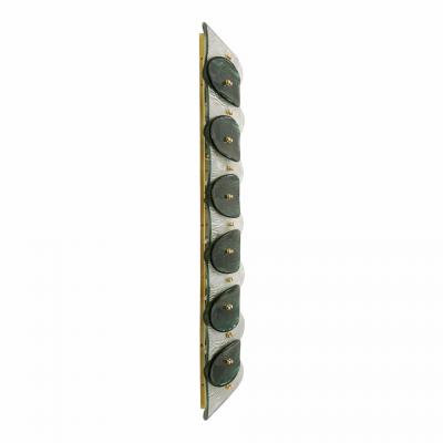 Mid Modern Style Green And White Murano Glass and Brass Italian Wall Sconces