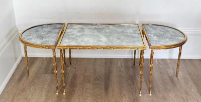 Mid century Bagu s Bronze Dor Palmier Tripartite Coffee Table Circa 1950
