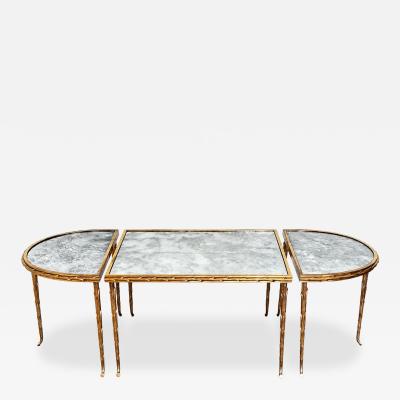 Mid century Bagu s Bronze Dor Palmier Tripartite Coffee Table Circa 1950