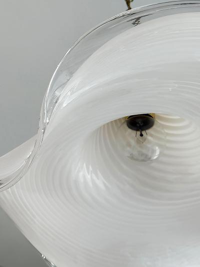 Mid century Hand Blown Swirled Murano Glass Pendant Chandelier