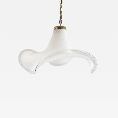 Mid century Hand Blown Swirled Murano Glass Pendant Chandelier
