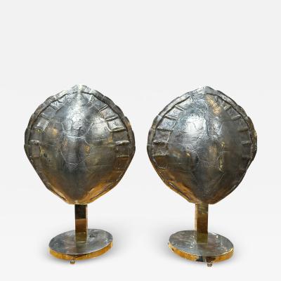 Mid century Italian Fully Brass Shell Table Lamps 1960s
