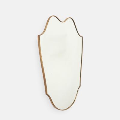 Mid century Italian Large Shield Shaped Brass Wall Mirror