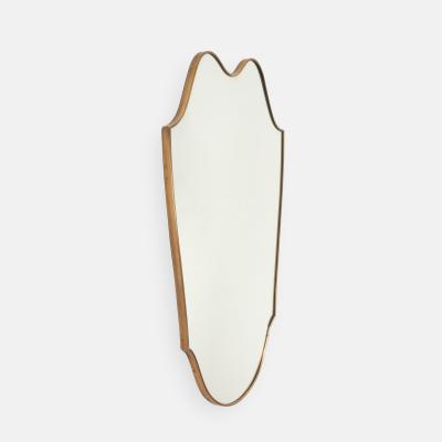 Mid century Italian Large Shield Shaped Brass Wall Mirror