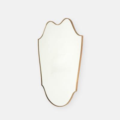 Mid century Italian Large Shield Shaped Brass Wall Mirror