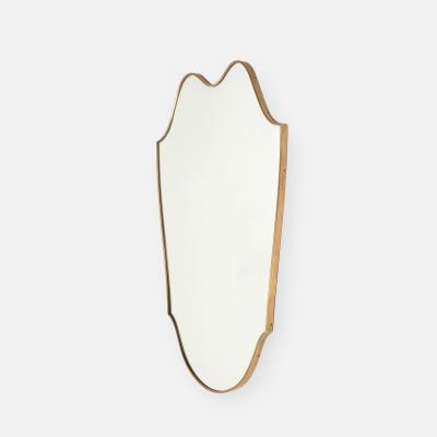 Mid century Italian Large Shield Shaped Brass Wall Mirror
