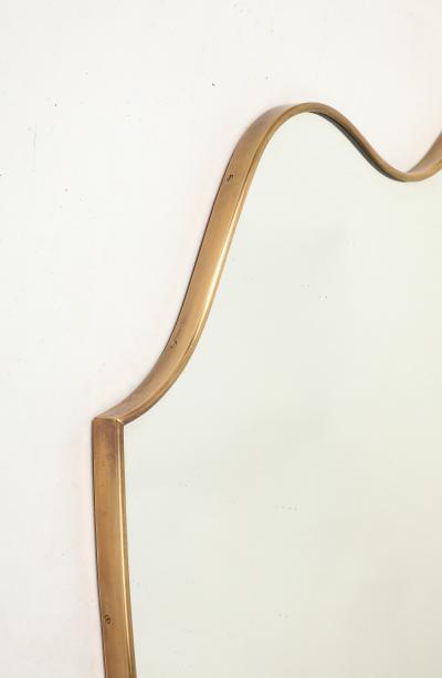 Mid century Italian Large Shield Shaped Brass Wall Mirror