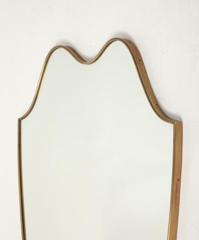 Mid century Italian Large Shield Shaped Brass Wall Mirror