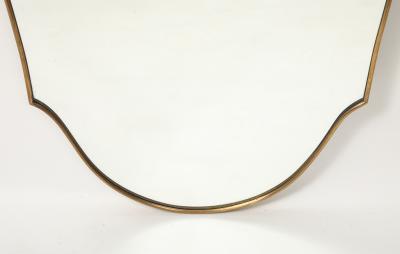 Mid century Italian Large Shield Shaped Brass Wall Mirror