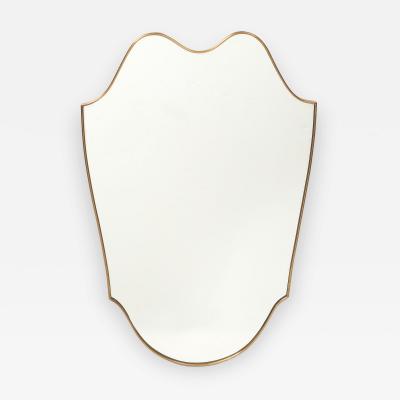 Mid century Italian Large Shield Shaped Brass Wall Mirror