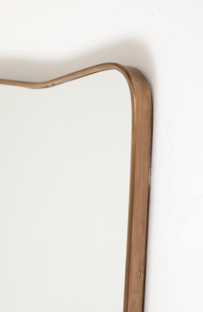 Mid century Italian Modernist Shaped Brass Wall Mirror