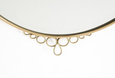 Mid century Italian Oval Brass Beveled Wall Mirror with Loop Decorations