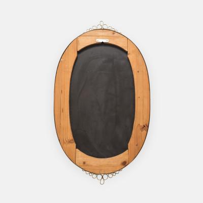 Mid century Italian Oval Brass Beveled Wall Mirror with Loop Decorations