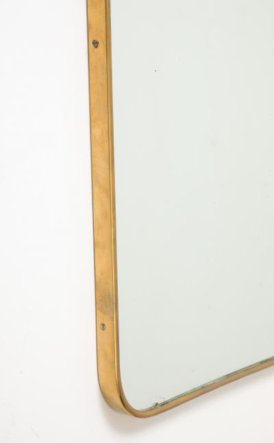 Mid century Italian Rectangular Brass Wall Mirror Looping Scroll Crest