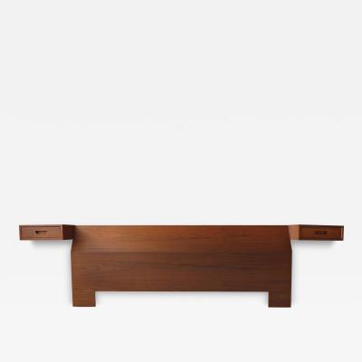Mid century King Headboard in American Walnut with Integrated Nightstands