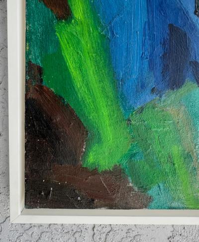 Mid century Modern Abstract Painting In Saturated Hues Newly Framed