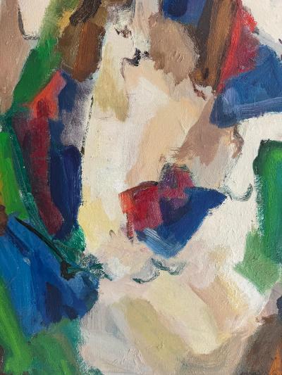 Mid century Modern Abstract Painting In Saturated Hues Newly Framed