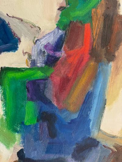 Mid century Modern Abstract Painting In Saturated Hues Newly Framed