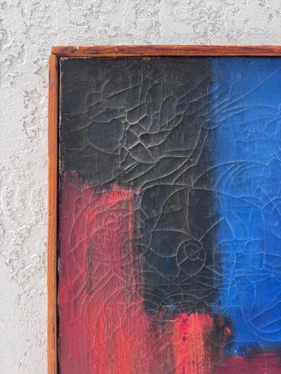 Mid century Modern Abstract Painting with Crackle Textures