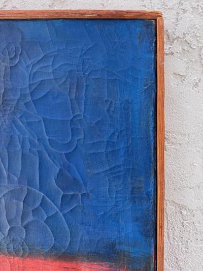 Mid century Modern Abstract Painting with Crackle Textures