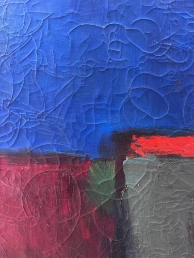 Mid century Modern Abstract Painting with Crackle Textures