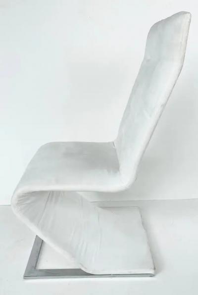 Mid century Modern Cantilevered Dining Chairs Stainless Steel Bases Set of 8