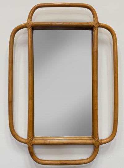Mid century Modern Coastal Overscale Bent Rattan Wall Mirror