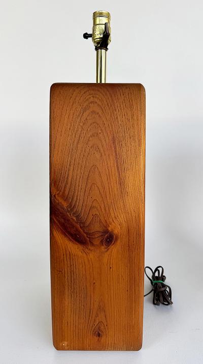 Mid century Modern Craftsman Style Wood Cork Table Lamps Pair