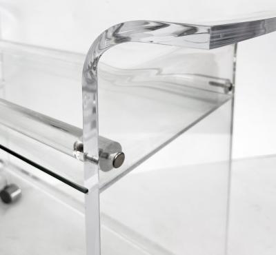 Mid century Modern Lucite 2 tiered Rolling Bar Serving Cart on Casters