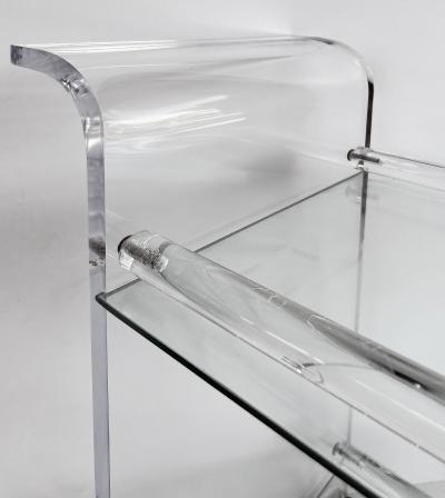 Mid century Modern Lucite 2 tiered Rolling Bar Serving Cart on Casters