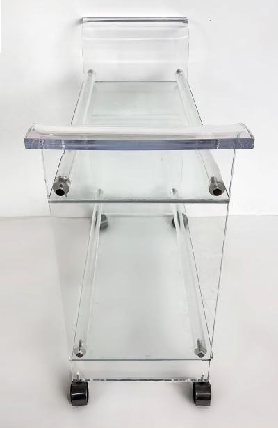 Mid century Modern Lucite 2 tiered Rolling Bar Serving Cart on Casters
