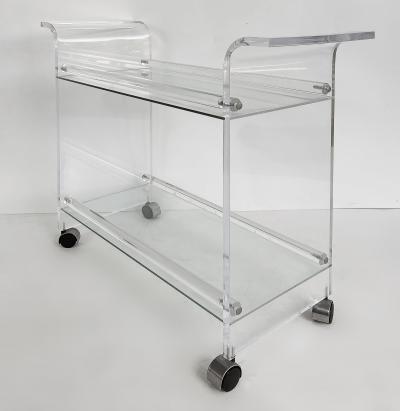 Mid century Modern Lucite 2 tiered Rolling Bar Serving Cart on Casters